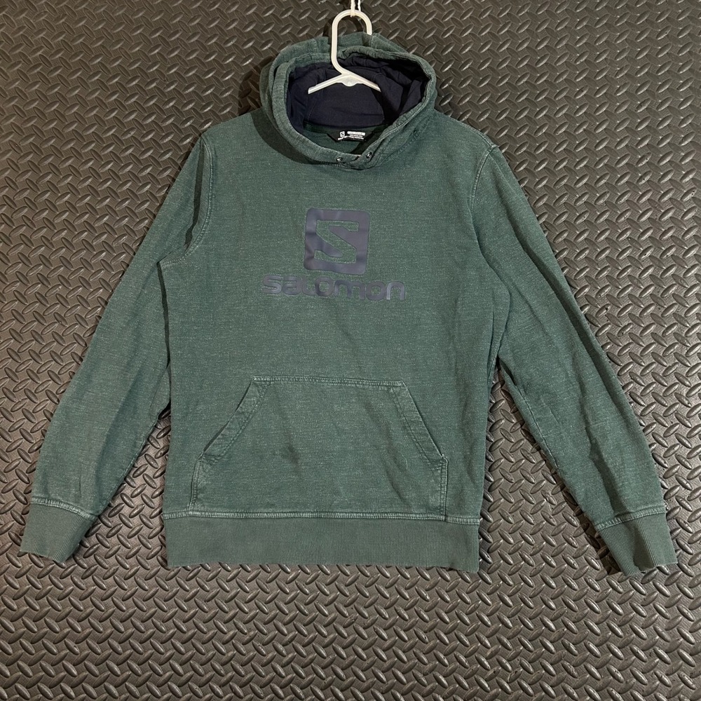 Salomon Green Hoodie Long Sleeve Pullover Sweater‎ Men's Size Medium